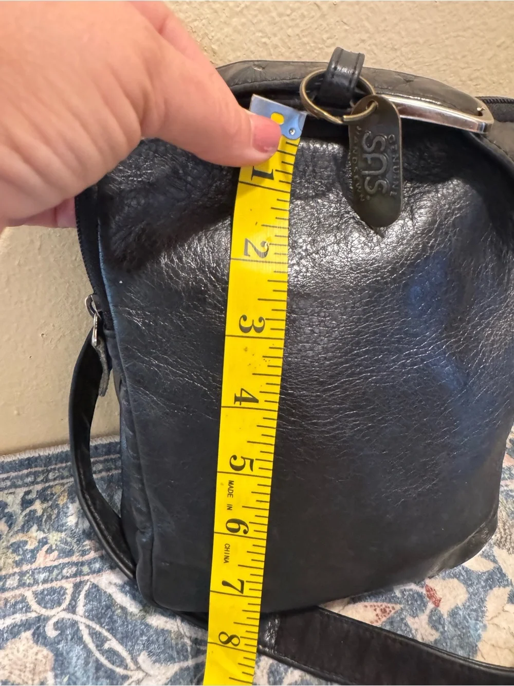SAS Black Leather Messenger Crossbody Bag